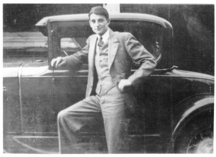 john patrick mcgranahan, jr, with his first car, 1937